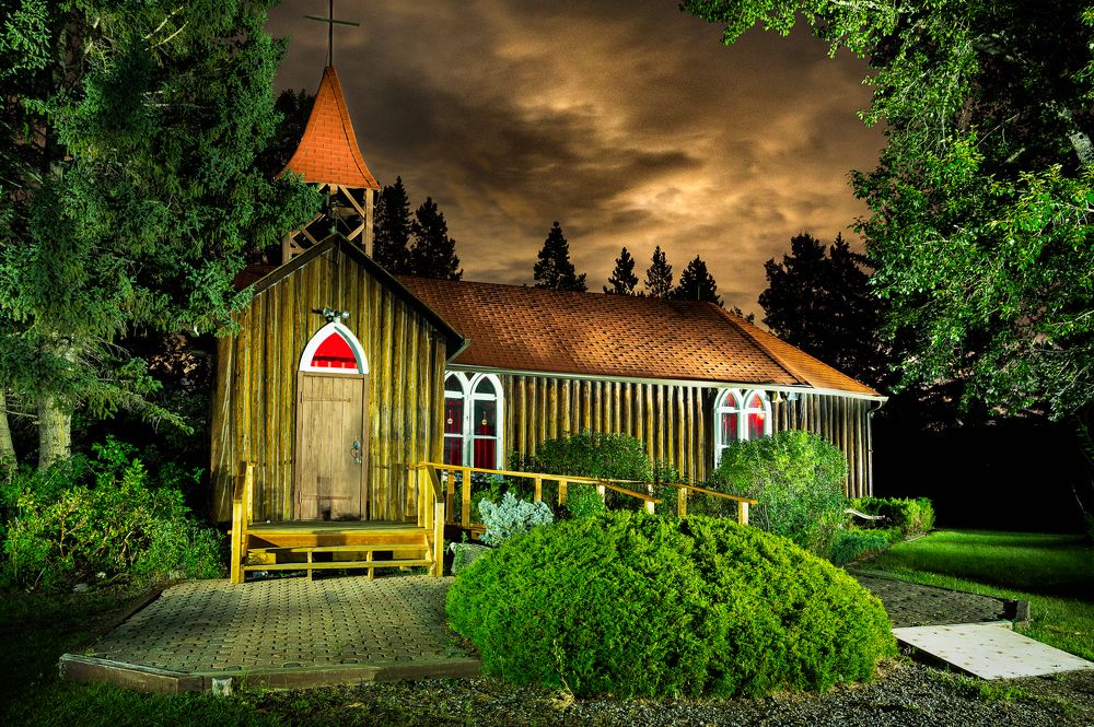 Little chapel at midnight