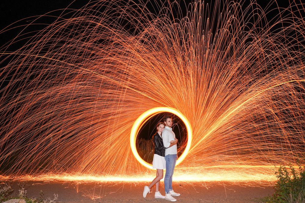 Couple light painting