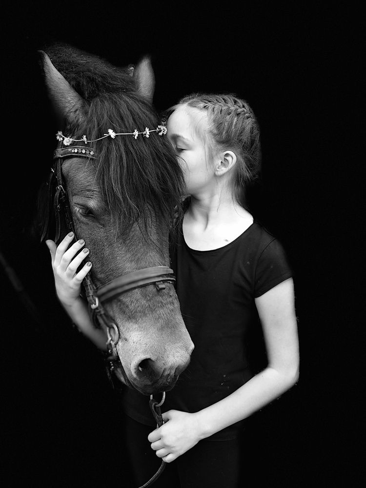 Special bond between a girl and a horse