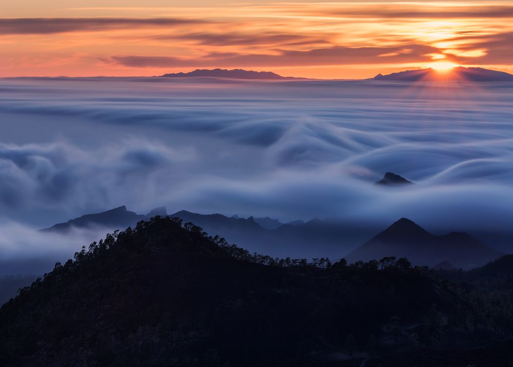 When the Sun set behind La Palma island