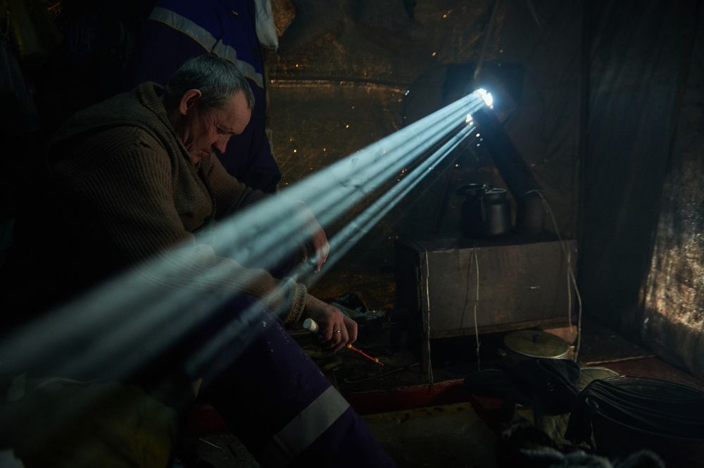 Winter fishing inside the tent