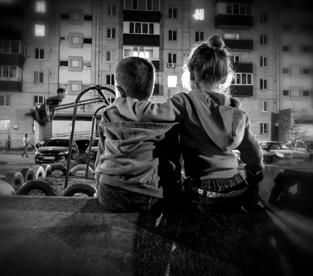 Love is... Wait together when the swing is free