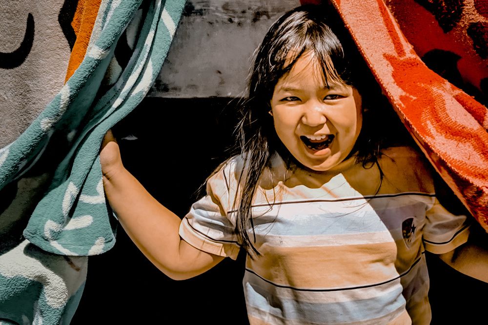 Child's happiness in the morning