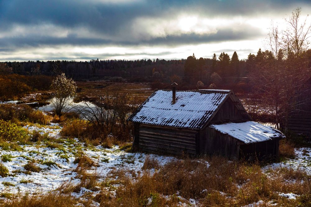 Первый снег в Карелии