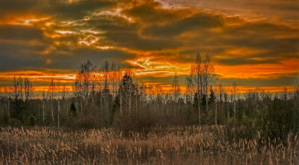 Красный закат.