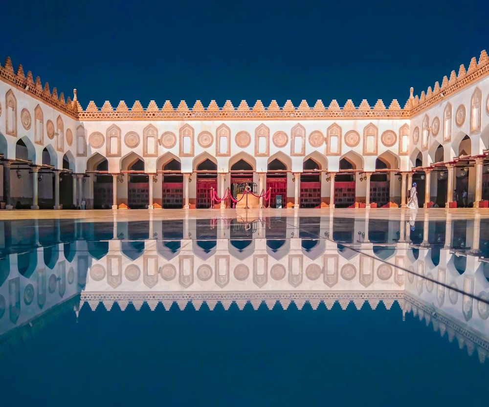 Reflection from Azhar mosque in Egypt