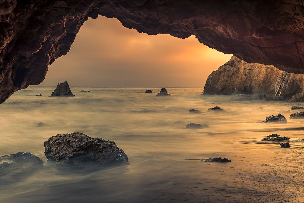 El Matador Beach Caves at Sunset