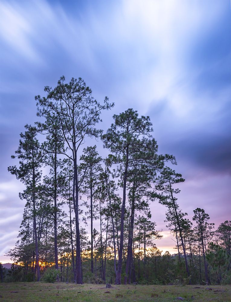 Larga exposición en el atardecer