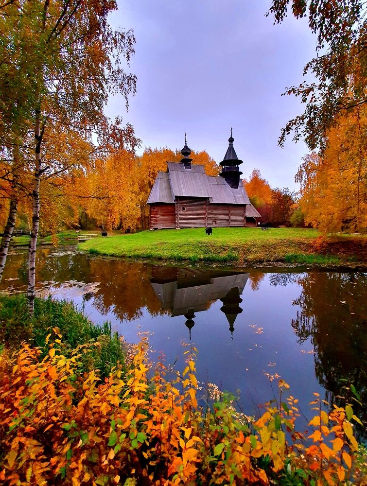Карусель ярких красок осени в Костроме.