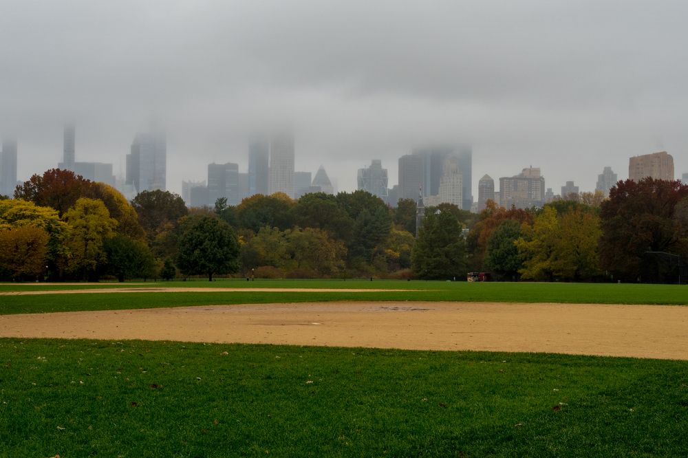 New York (Manhattan) under the fog. Photo taken from Central Park, New York, USA