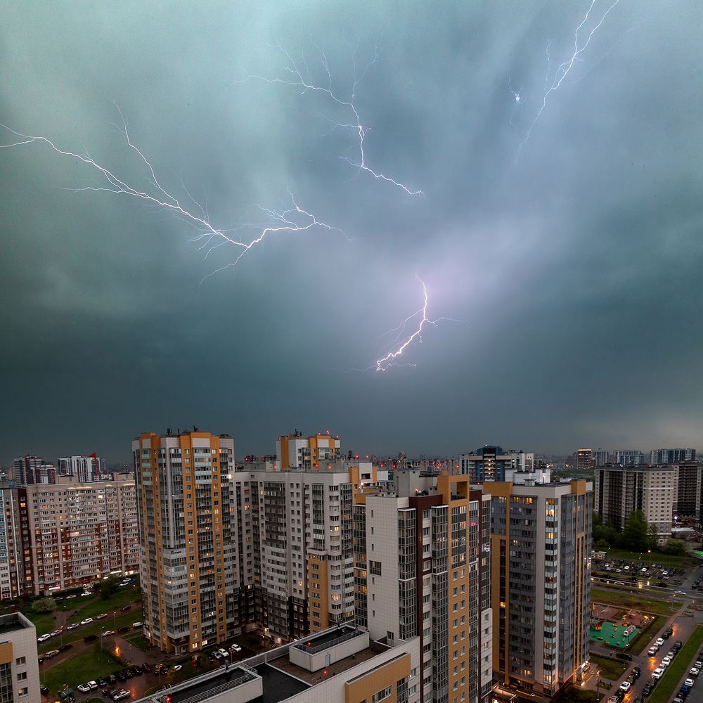 Thunderstorm over the city