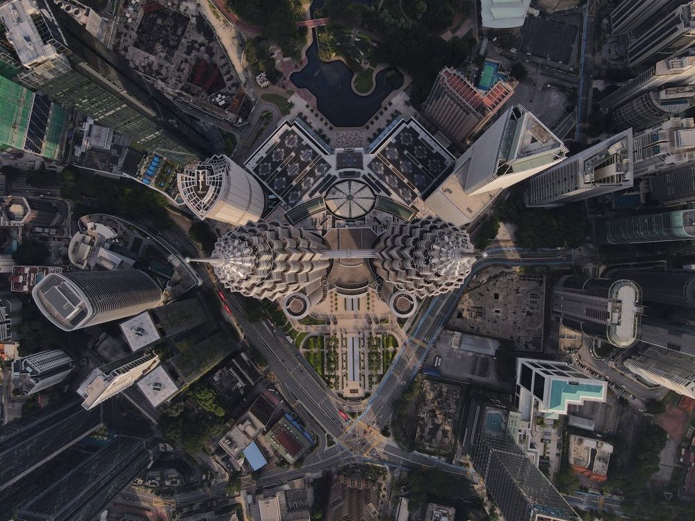 Petronas twin tower topdown view