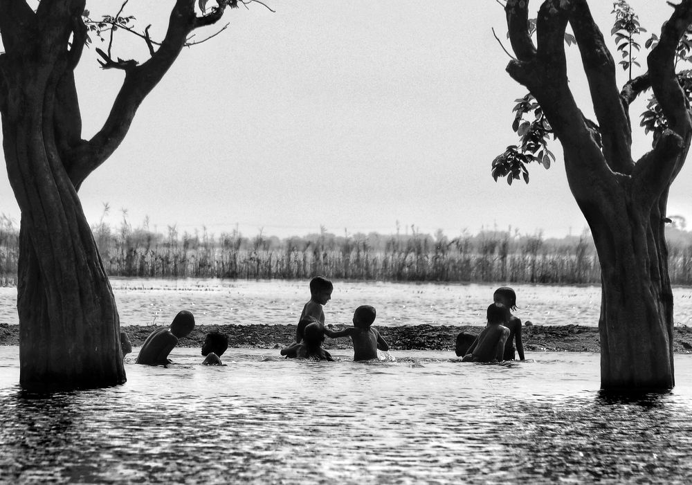 Children were having fun in the water