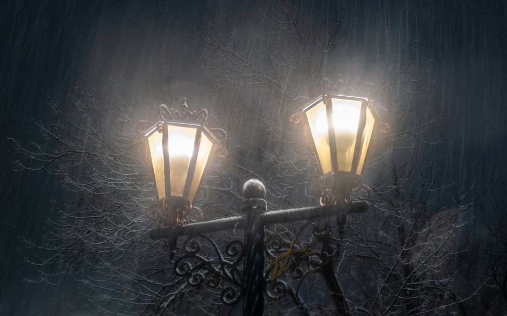 Ночь, снег и фонари...