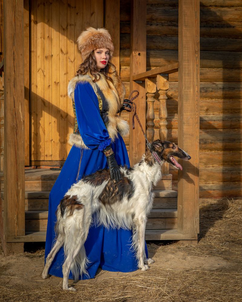 Russian Girl With Greyhound