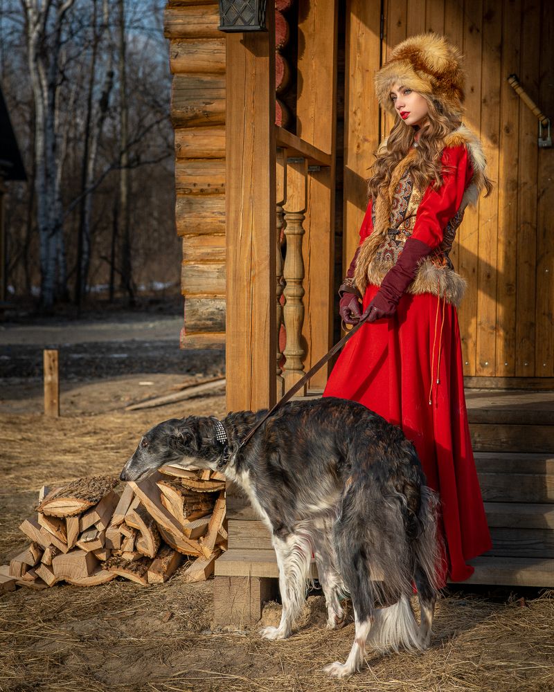 Russian Girl With Greyhound