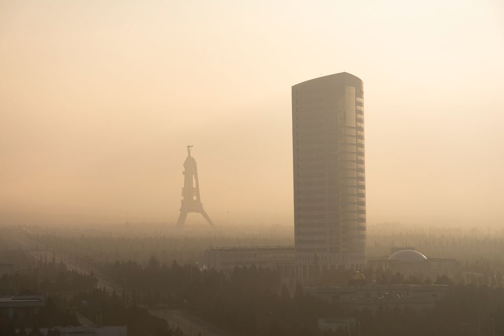 fog in Ashgabat. Turkmenistan