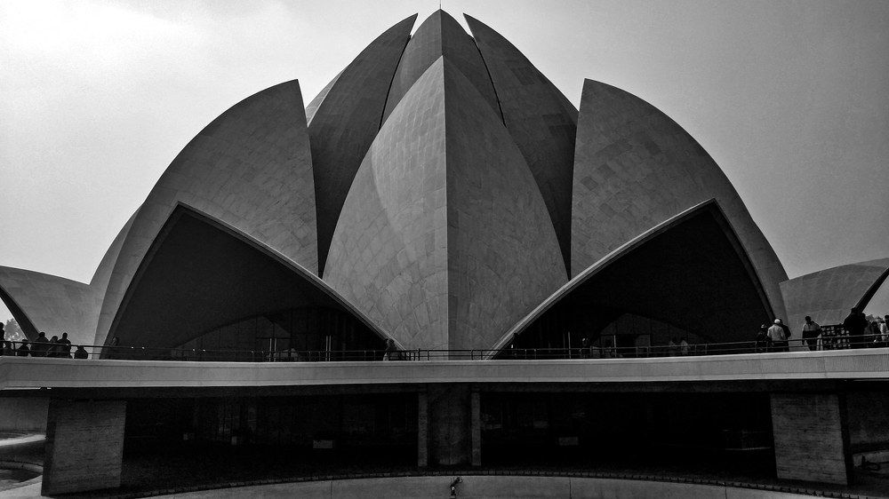 Monochromatic view of lotus temple