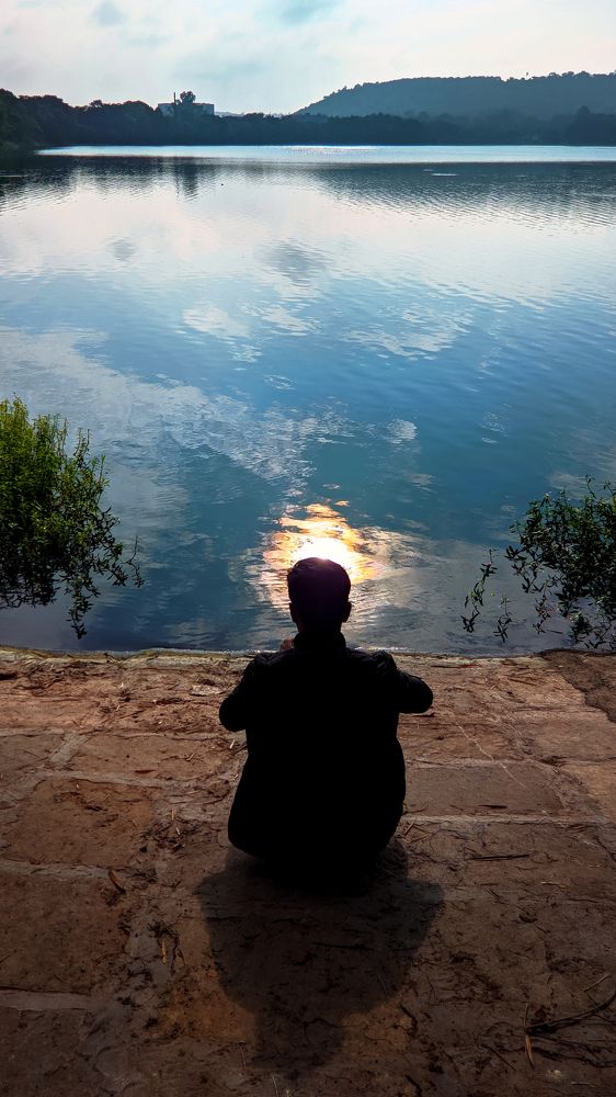 Spiritual mood by the lake