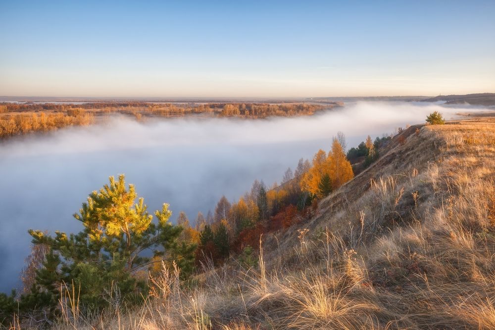 Осенний туман на реке Агидель