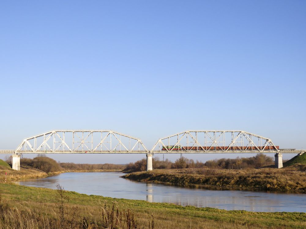 Railway bridge and train