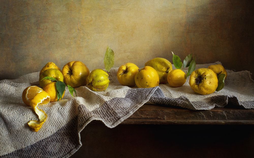 Still life with quince and lemons