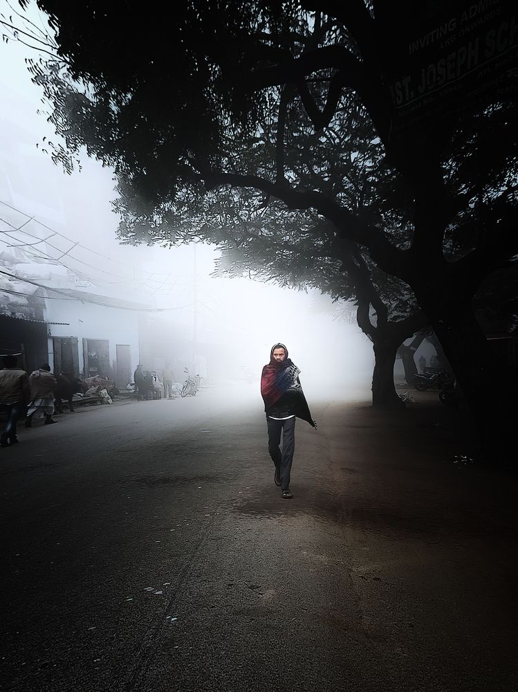 City under the fog