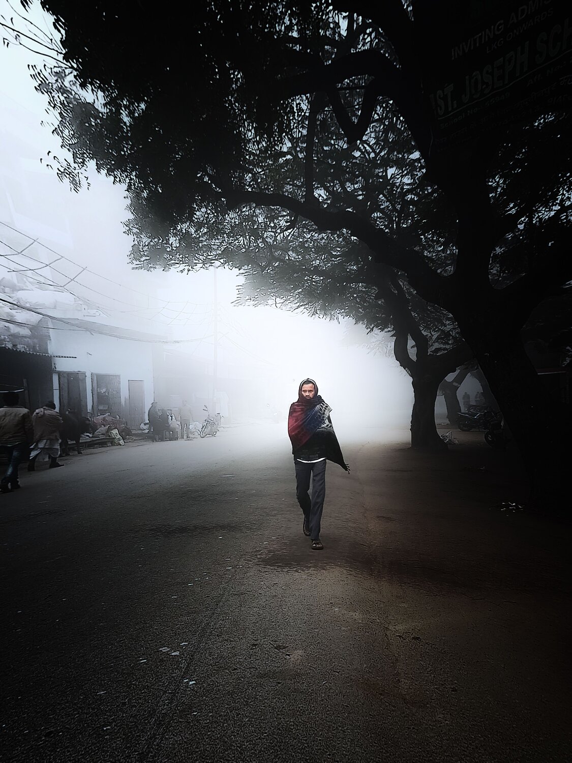 City under the fog