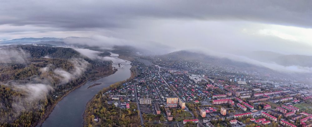 Туман над горой Сыркаши, рекой Уса