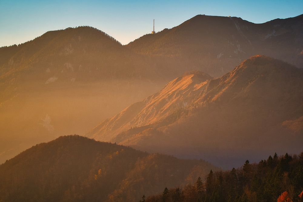 Krvavec mountain at sunset