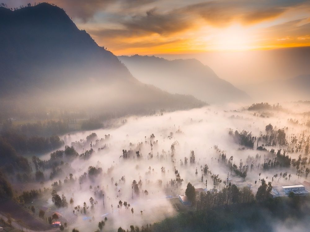 foggy morning at cemoro lawang