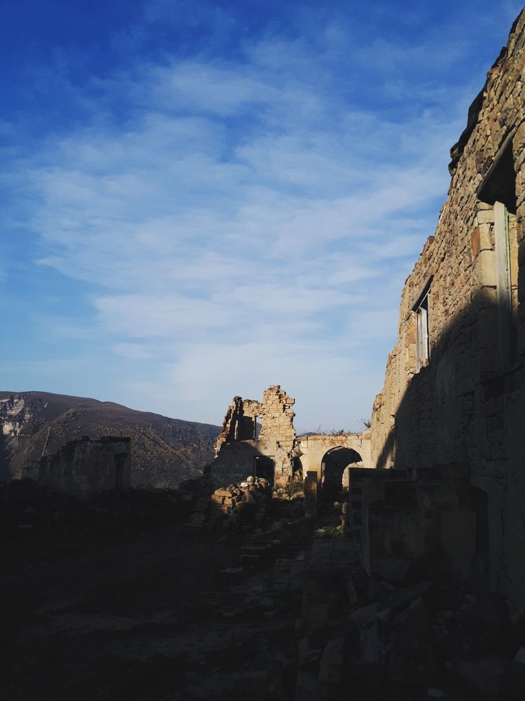 light painting on the ruins