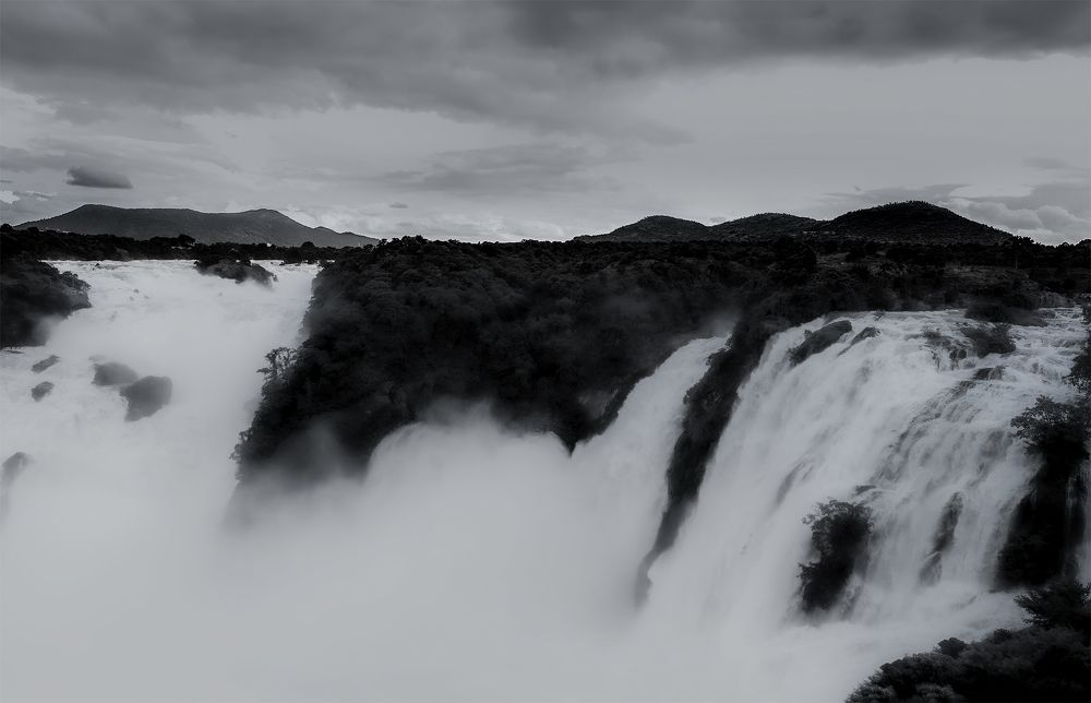 Milky white waterfalls