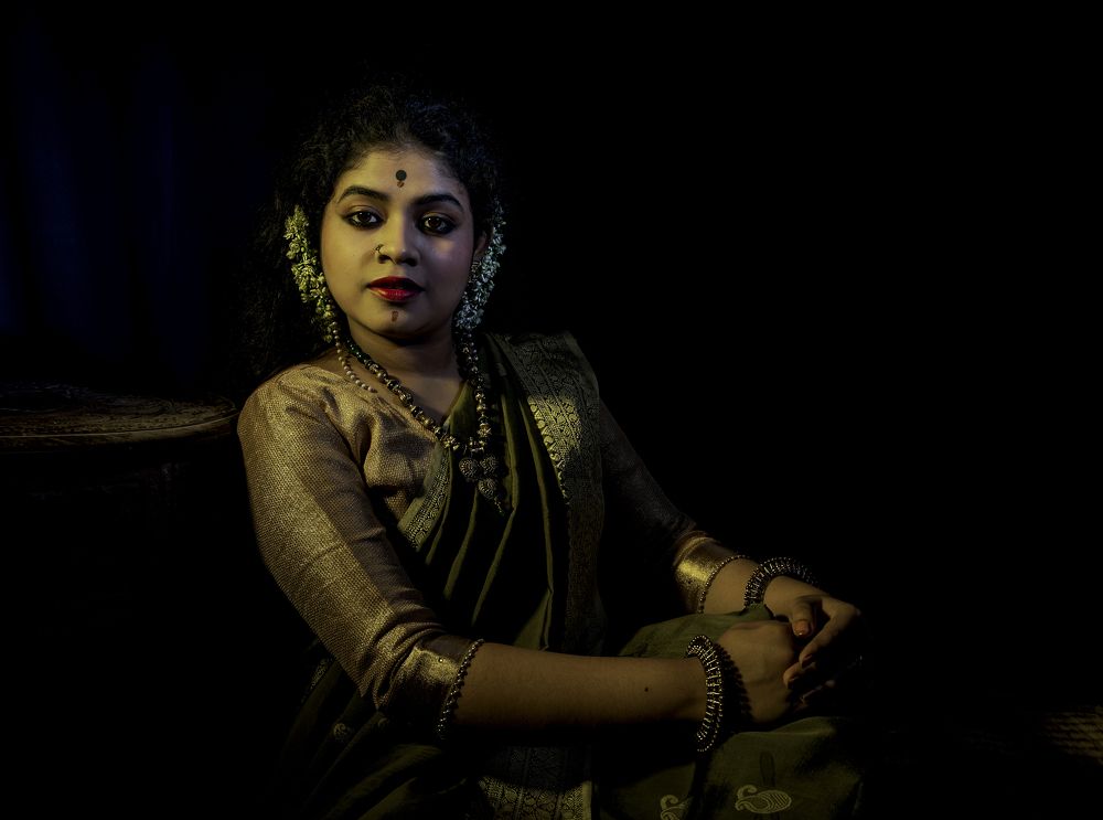 'Evening Glory in traditional Indian wear'