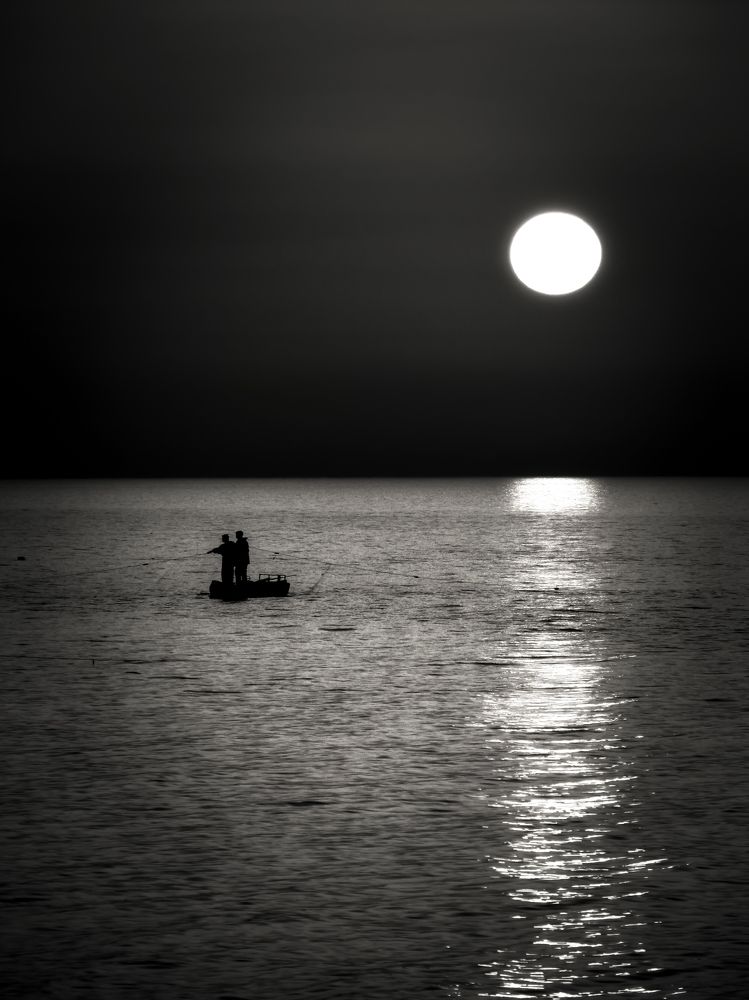 Fishermen at the end of the day