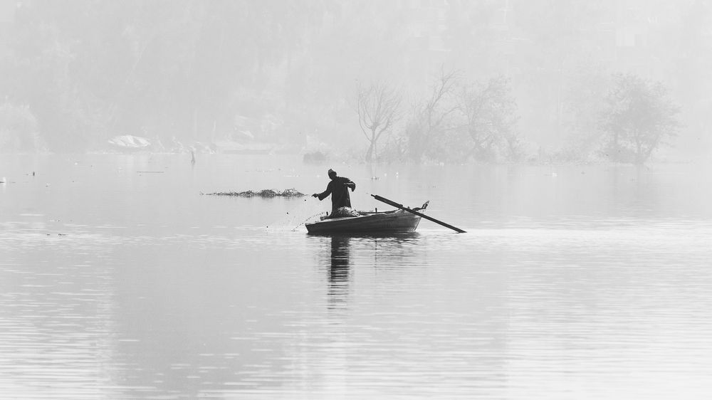 Fishing and Haze = Magic .. Nile river, Egypt