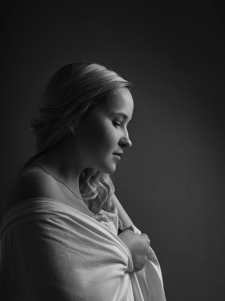 Woman in a canvas cape