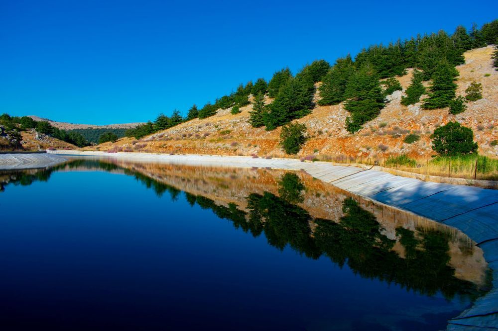 water reservoir in the mountains