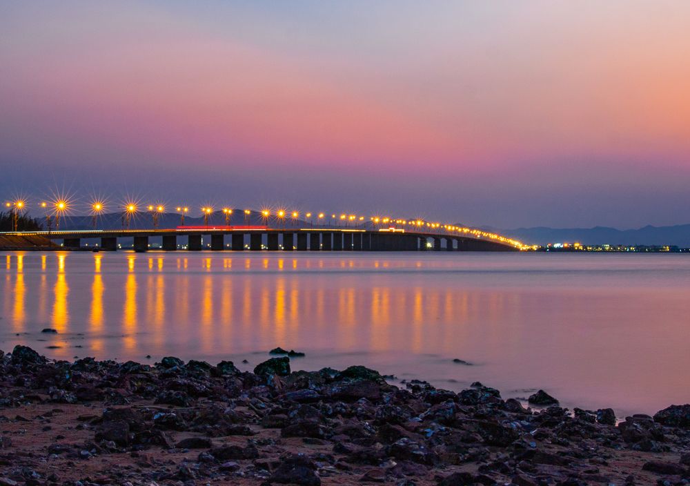 The bridge in the setting sun