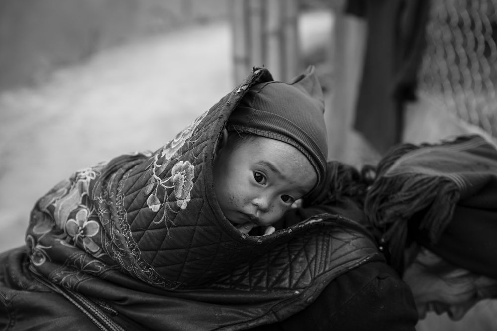 Peace on mother's back