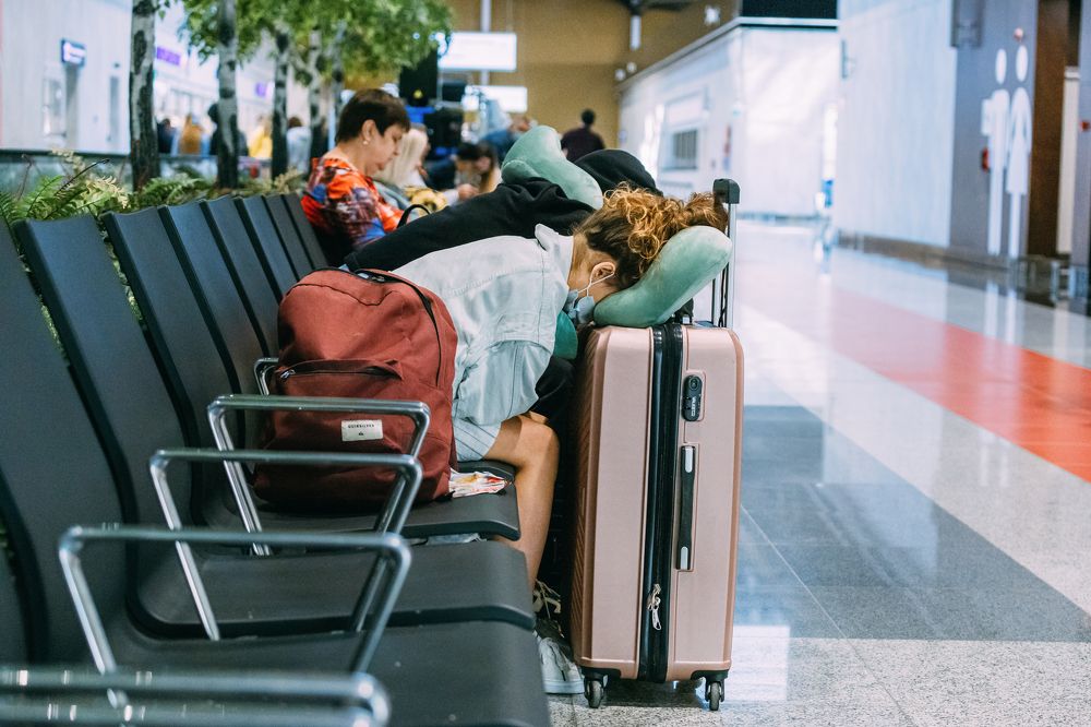 Sleeping. Waiting for the flight. (Sheremetyevo Airport)
