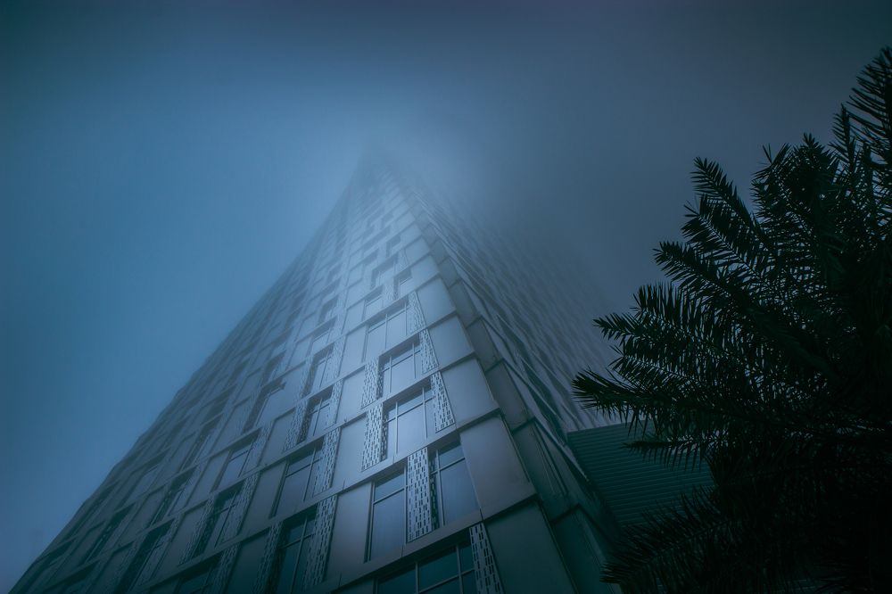 Cayan tower in the fog