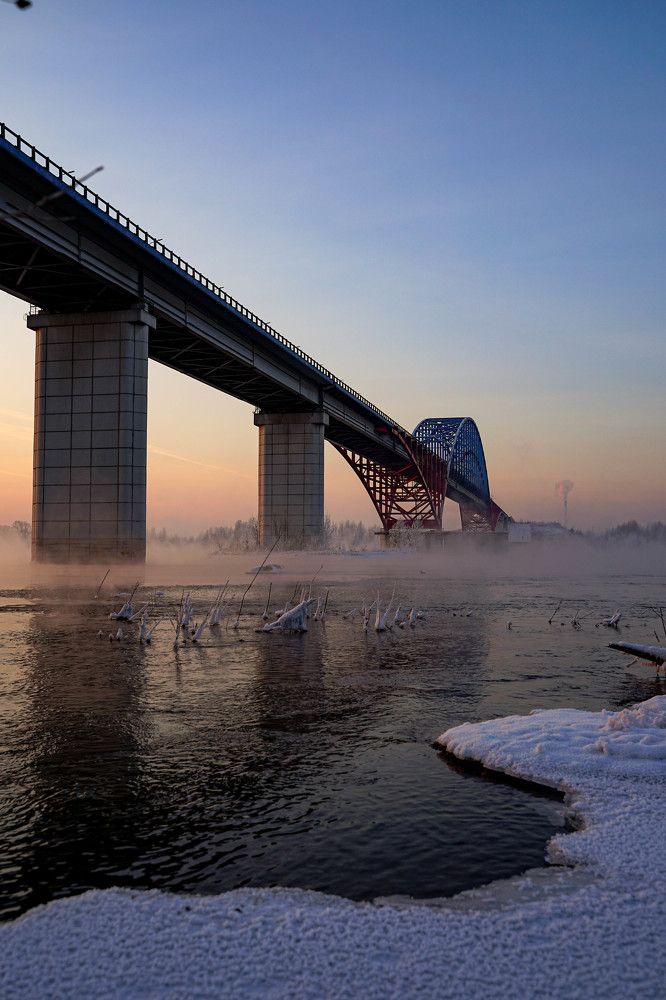 Туманный закат на Енисее