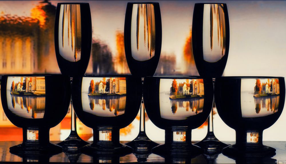 Reflection of autumn in glasses