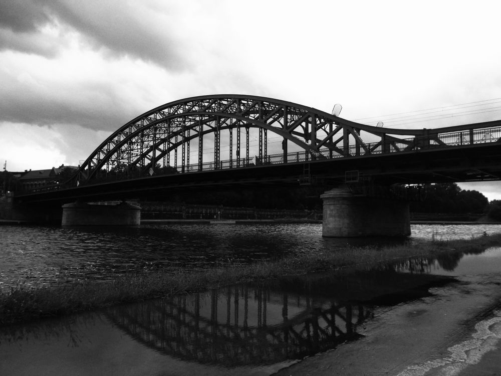 Iron bridge over Wisłą River in Kraków