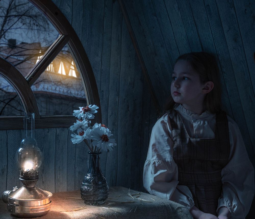 Цветы на вечернем чердаке