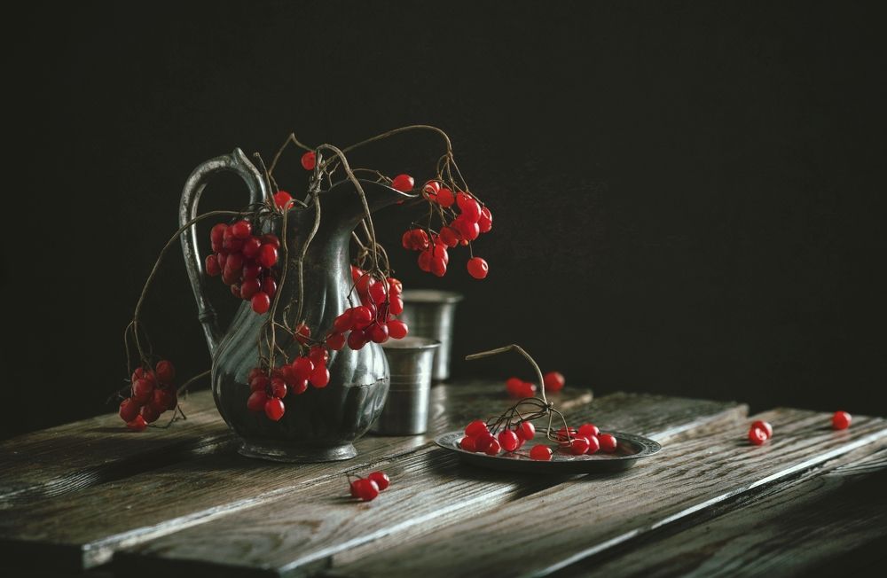 Still life with red berries