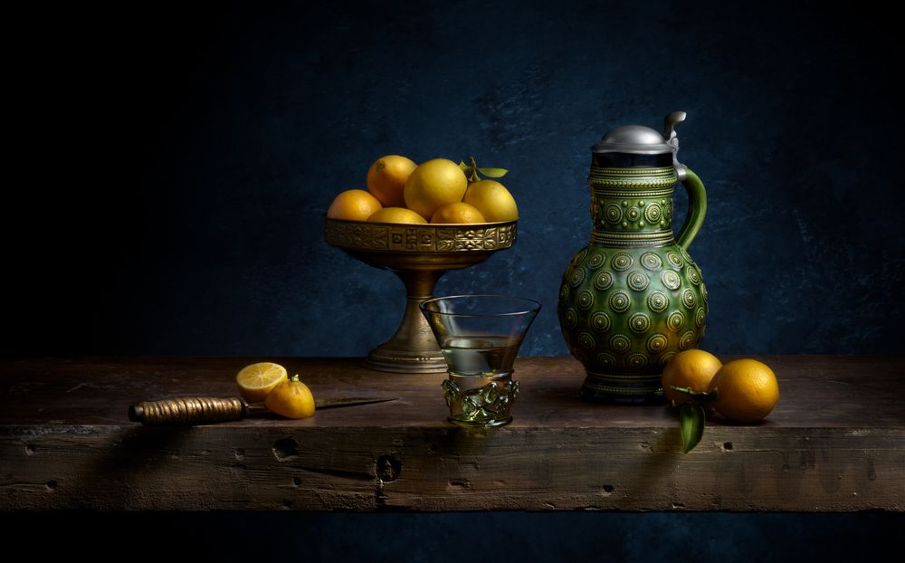 Berkemeyer Glass & Green Stoneware Jug