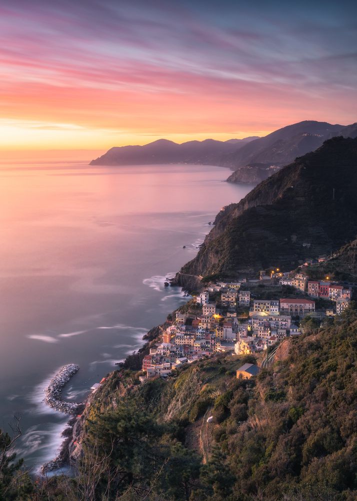 Fairytale sunset over Riomaggiore