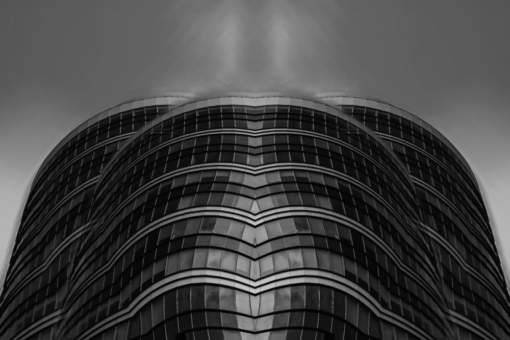 Modern glass architecture in black and white